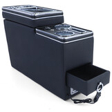 Middenconsole - voor VW Bus T5 7E/7F/7J/7H vanaf 04/2003,  T6 SH/SG vanaf 04/2015 transporter/multivan - 54x18x35,5cm - kunstleer -  zwart