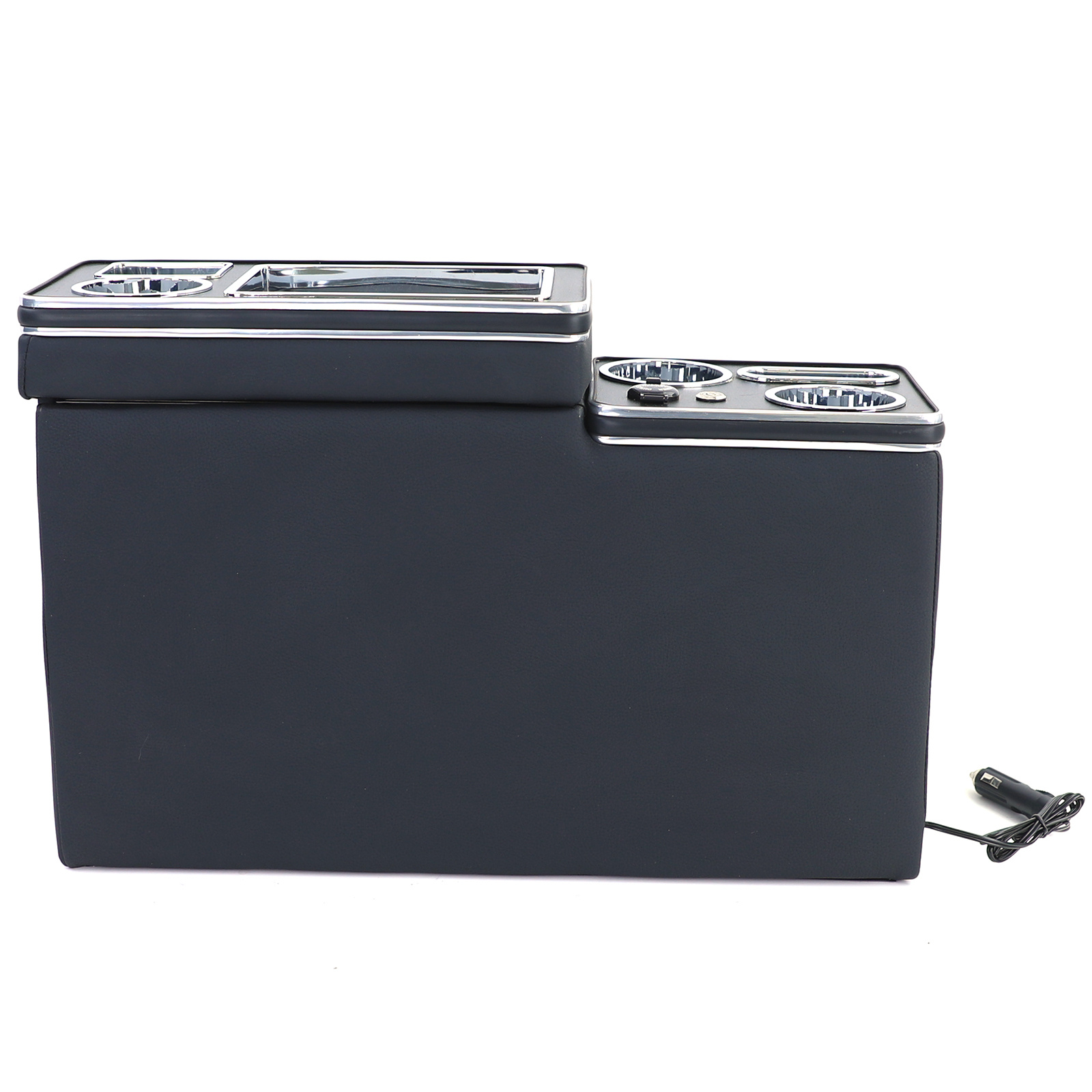 Middenconsole geschikt voor VW Bus T5 7E/7F/7J/7H vanaf 04/2003, T6 SH/SG vanaf 04/2015 transporter/multivan - 54x18x35,5cm - kunstleer - zwart