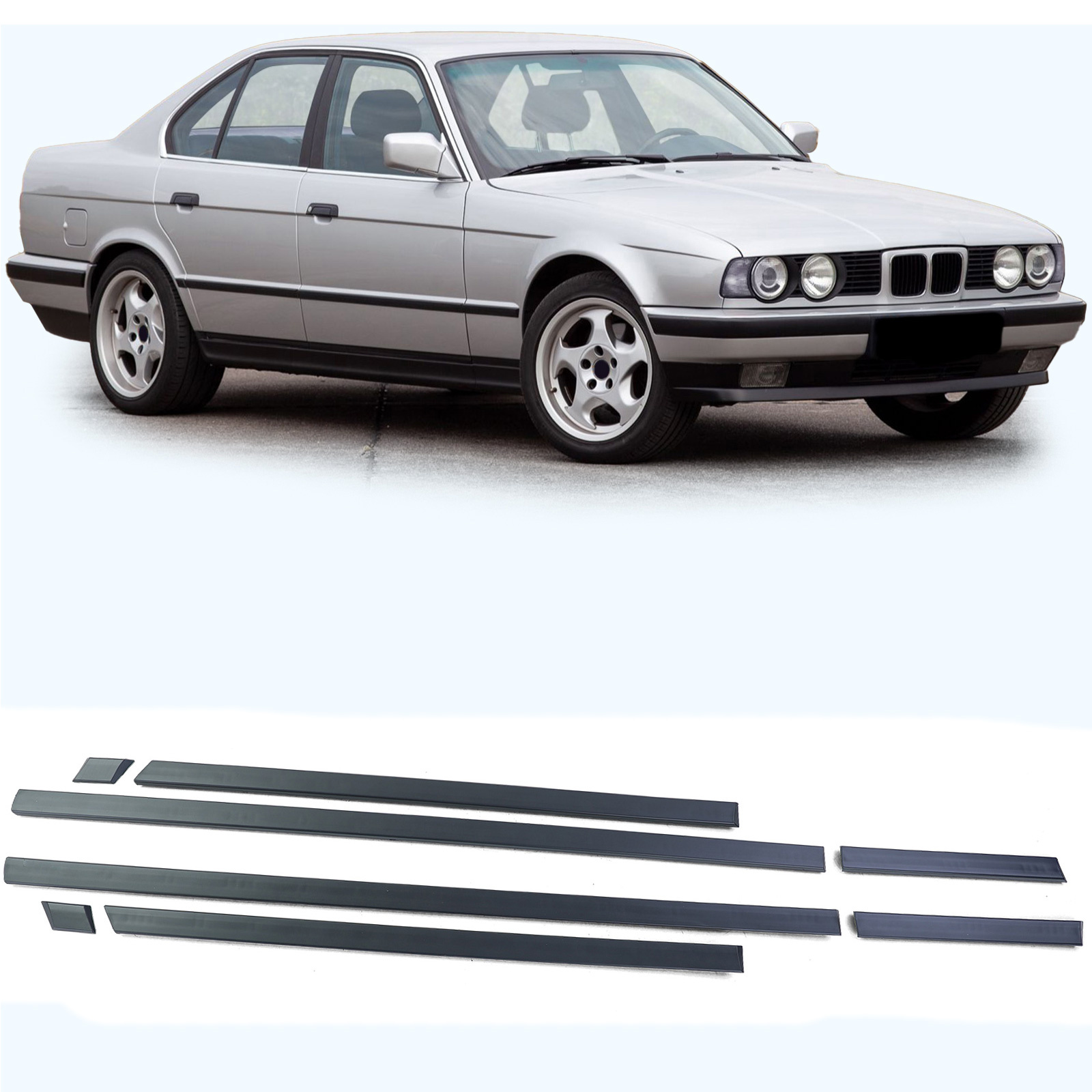 Sierstrips auto - voor BMW 5-serie E34 sedan/touring 1988-1996 - 8-delig - zwart