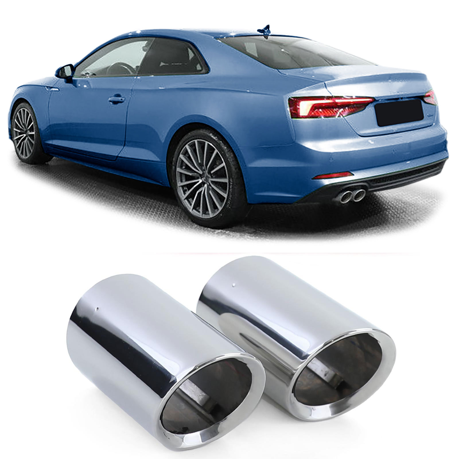 Uitlaatsierstuk - voor Audi A5 2,0TFSI + 2,0TDI F5 F53 Coupe, 2,0TFSI + 2,0TDI F5 F57 Cabrio, F5 F5A Sportback 10/2016-2019 - 80mm - 2 stuks