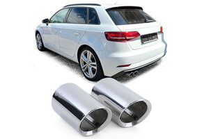 Uitlaatsierstuk - geschikt voor Audi A3 1,4TFSI + 1,8TFSI + 2,0TFSI + 2,0TDI 8V 2/3-D, 8VA 4/5-D 2013-2018 - 80mm - 2 stuks