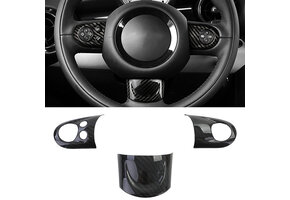 Stuurwiel afdekking - voor Mini One/Cooper/Cooper S R55/R56/R57/R58/R59 2006-2016 - 3-delig - carbon-look - zwart