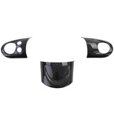 Stuurwiel afdekking - voor Mini One/Cooper/Cooper S R55/R56/R57/R58/R59 2006-2016 - 3-delig - carbon-look - zwart