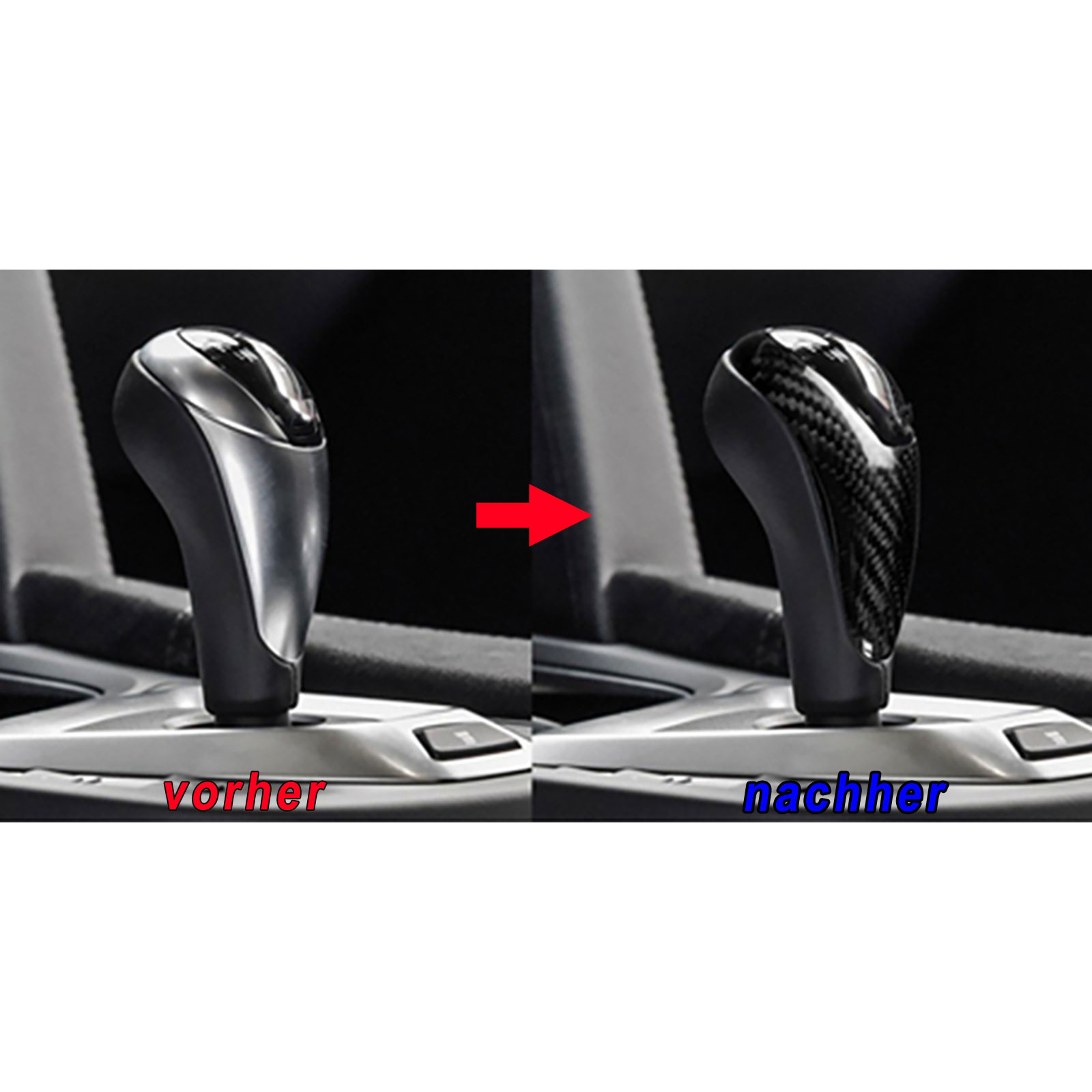 Versnellingspook afdekking - voor BMW 6-serie F06/F12/F13 2010-2018 - carbon-look - zwart