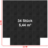 PVC kliktegels - 40x40cm - 34 stuks - 5,44m² - zwart