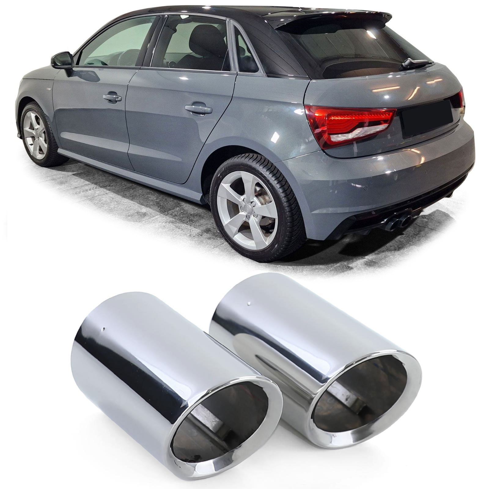 Uitlaatsierstuk - geschikt voor Audi A1 1.4TFSI + 2.0TDI 8X1 2/3D 2010-2018, 1.4TFSI + 2.0TDI 8XA Sportback 4/5D 2011-2018 - 80mm - hoogglans