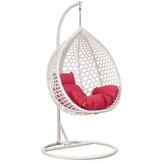 Hangstoel - ei stoel - wit - 104x102x199cm - roze kussens