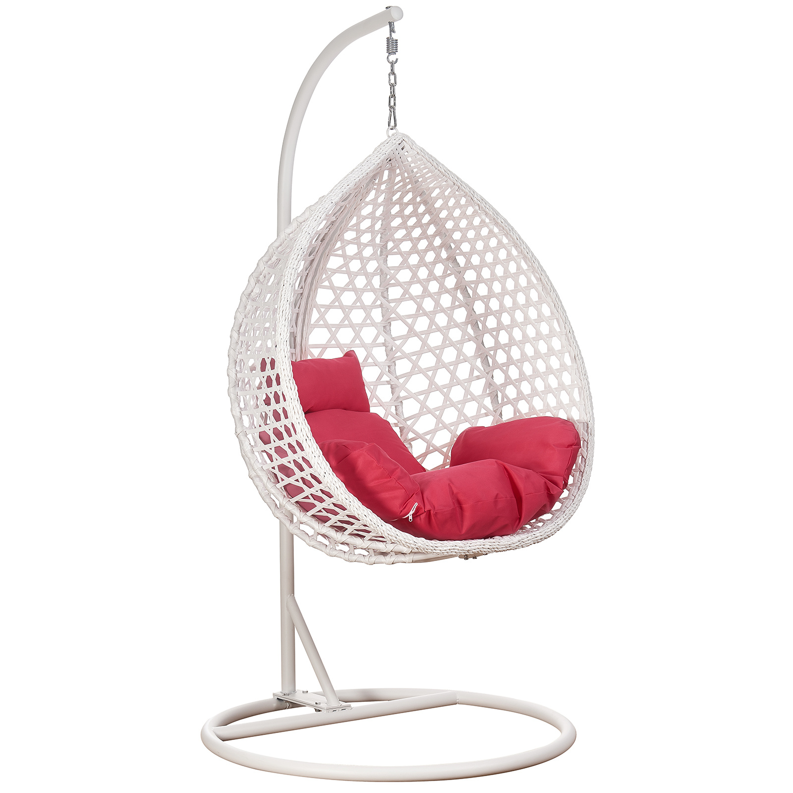 Hangstoel - ei stoel - wit - 104x102x199cm - roze kussens