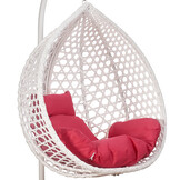 Hangstoel - ei stoel - wit - 104x102x199cm - roze kussens