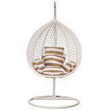 Hangstoel - ei stoel - wit - 104x102x199cm - gestreepte kussens