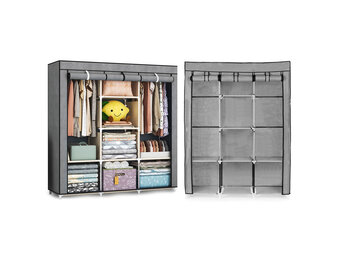 Campingkast - stoffen kledingkast - 126x43,5x177 cm - grijs