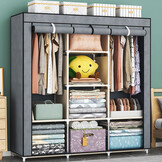 Campingkast - stoffen kledingkast - 126x43,5x177 cm - grijs