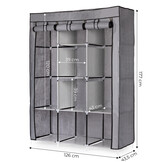 Campingkast - stoffen kledingkast - 126x43,5x177 cm - grijs