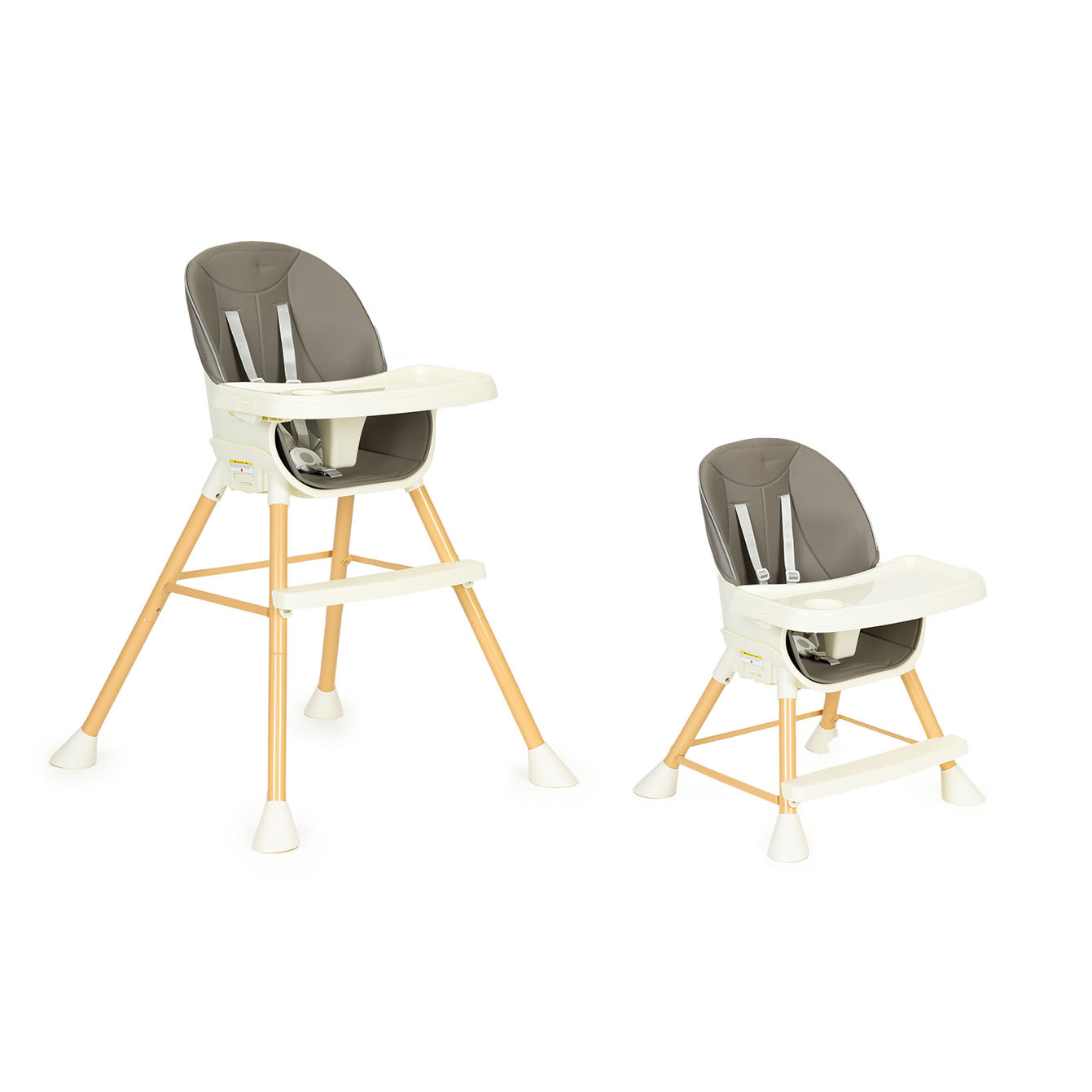 Kinderstoel - voedingsstoel - 95x72x70cm - hoog-laag - grijs