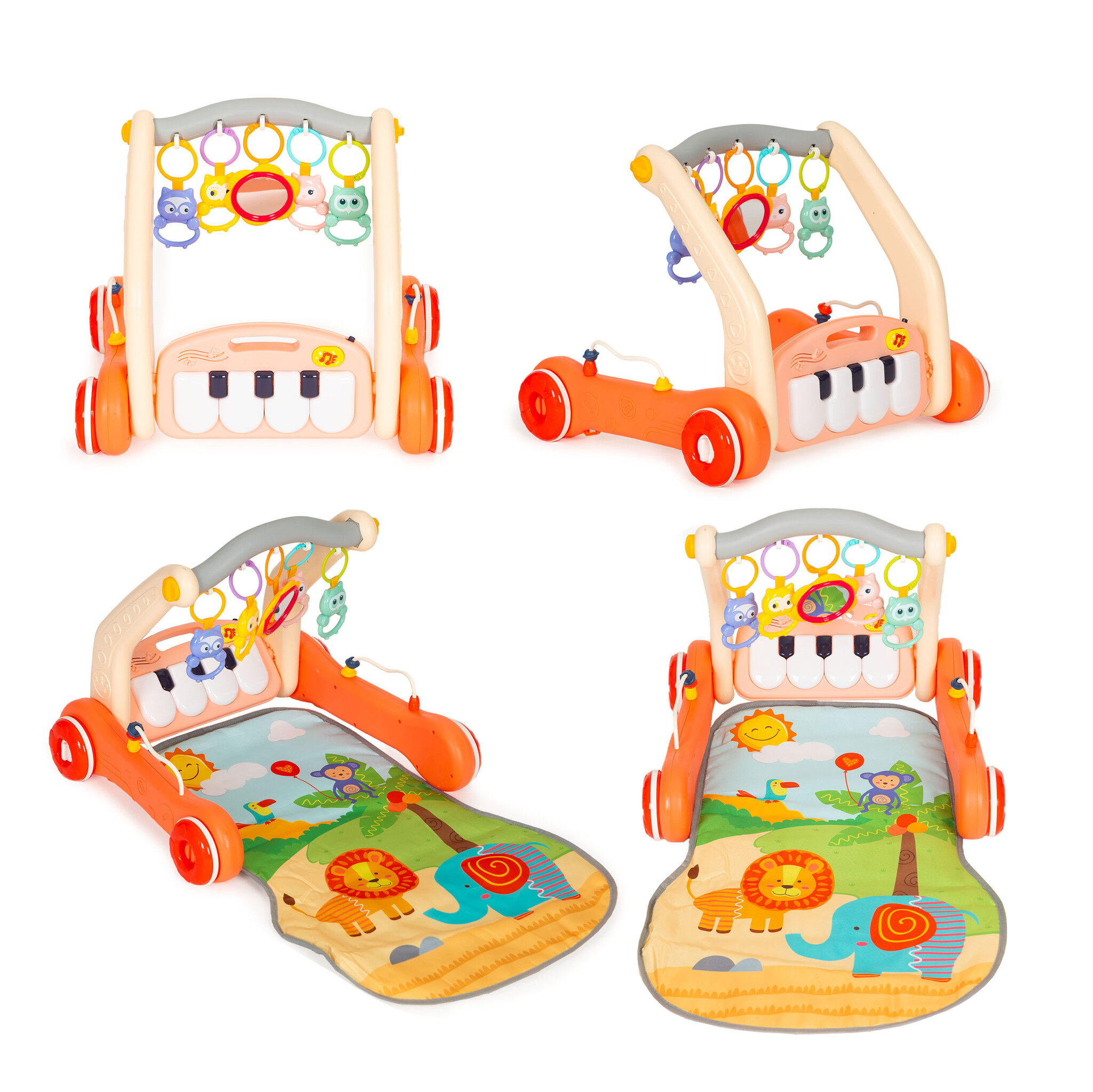 Baby gym - loopwagen - 2in1 - 72x46 cm - oranje