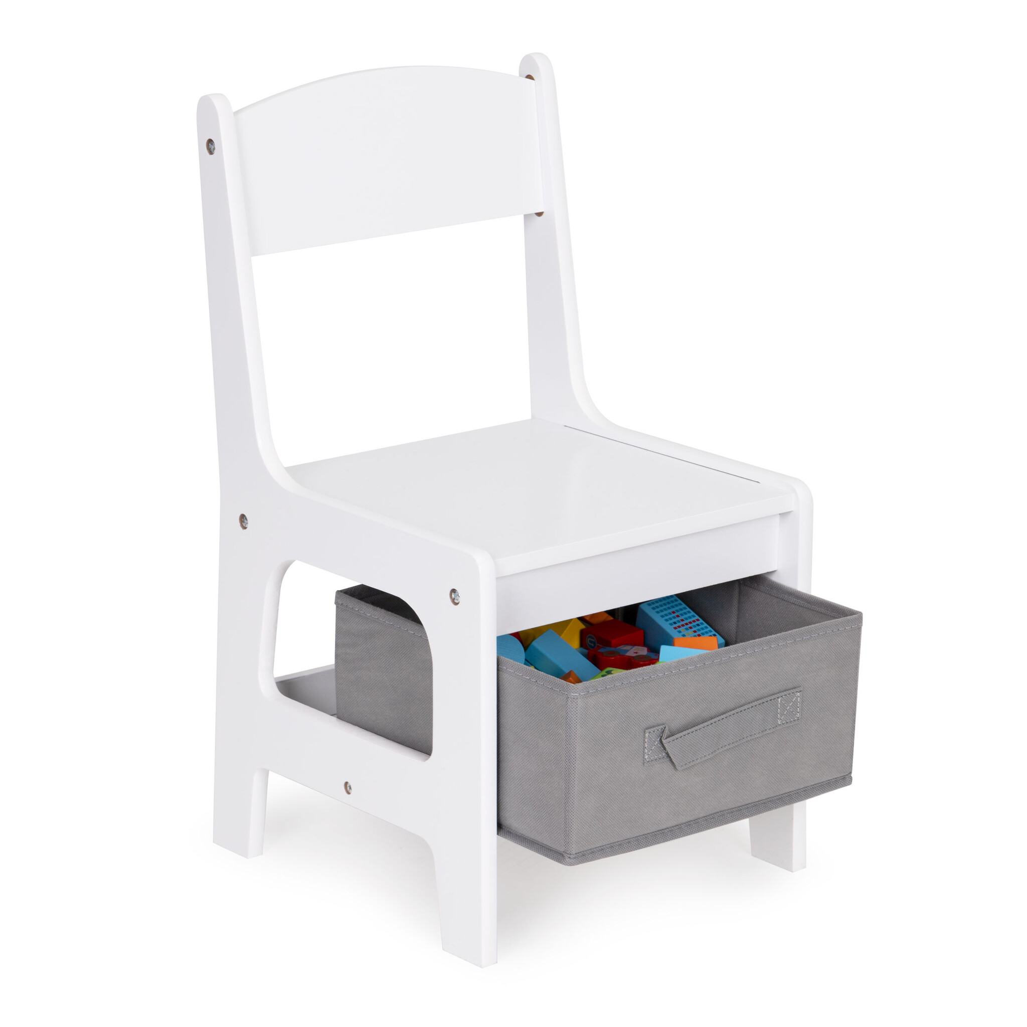Kindertafel en stoeltjes - 61,5x61,5x48,2cm - MDF - wit grijs