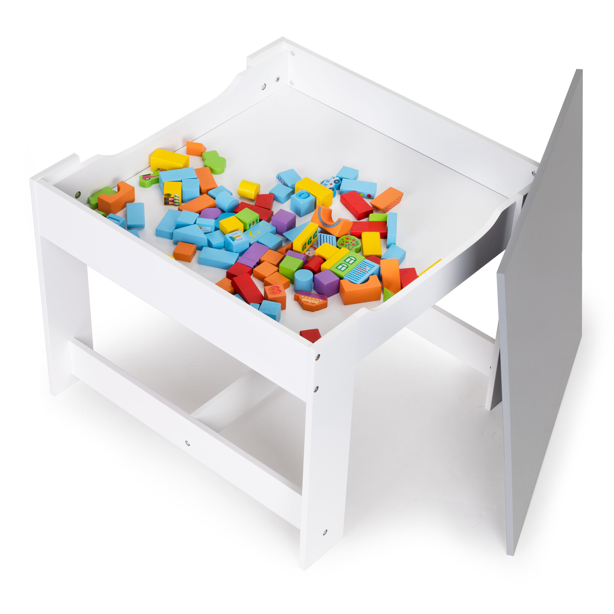 Kindertafel en stoeltjes - 61,5x61,5x48,2cm - MDF - wit grijs