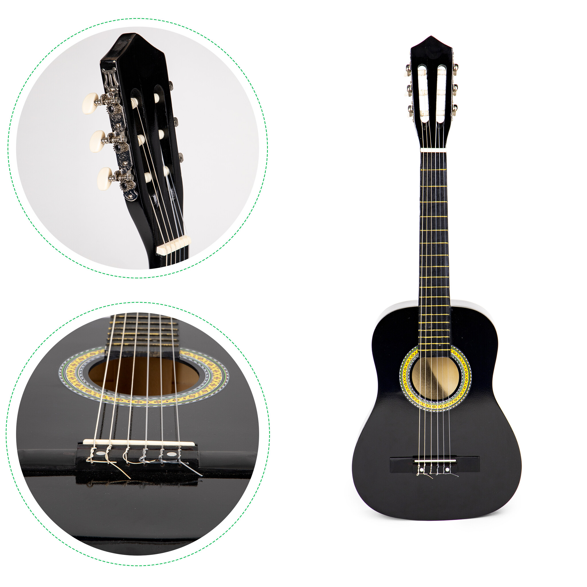 Kinder gitaar - 76x28x7,5cm - 6 snaren - hout - donkerbruin