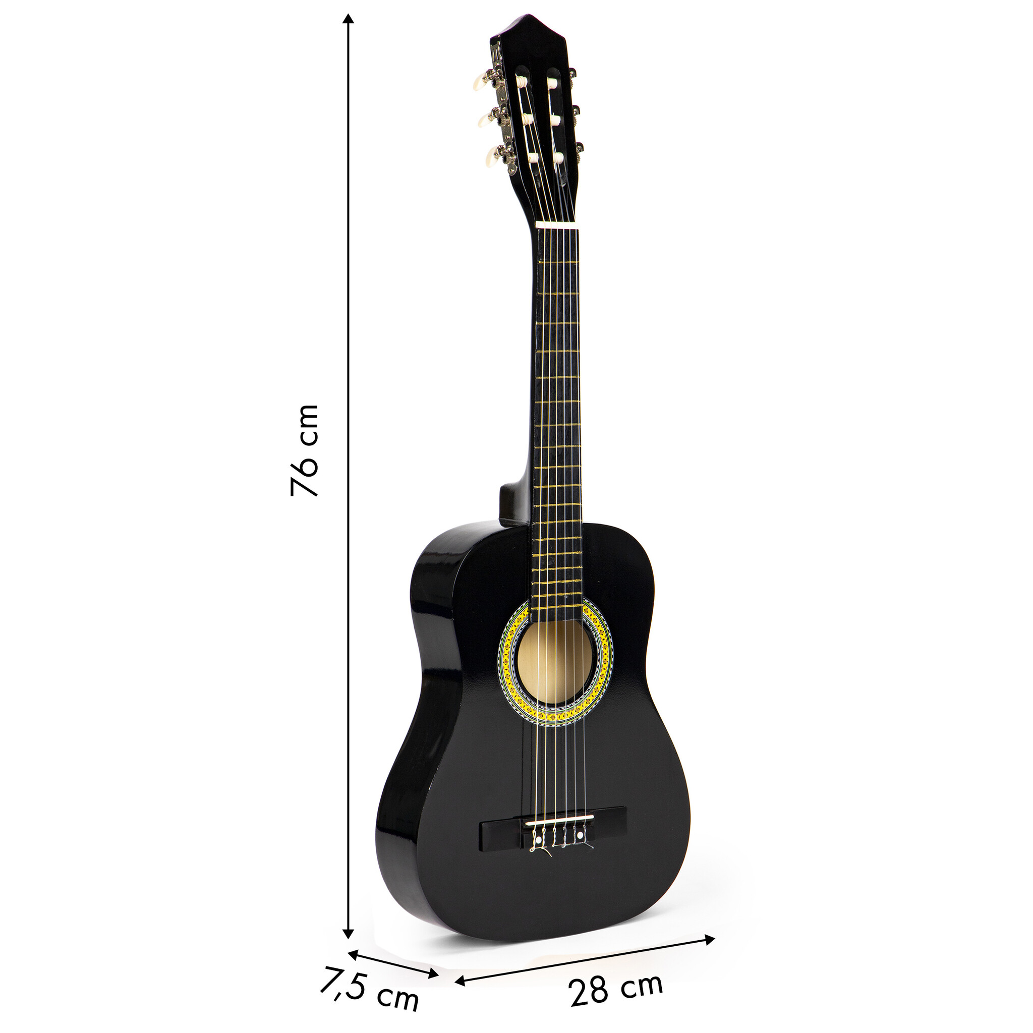 Kinder gitaar - 76x28x7,5cm - 6 snaren - hout - donkerbruin