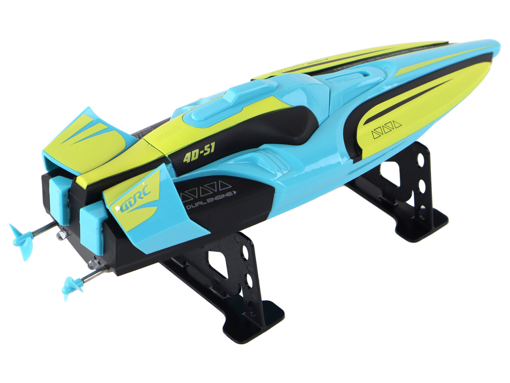 Bestuurbare boot - 34x10x8,5cm - tot 40km/u - geel turquoise