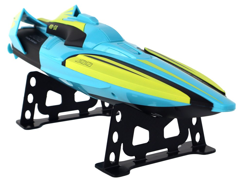 Bestuurbare boot - 34x10x8,5cm - tot 40km/u - geel turquoise