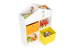 Speelgoedkast - 65,2x27x90,5cm - 2 uitrekbare manden - wit