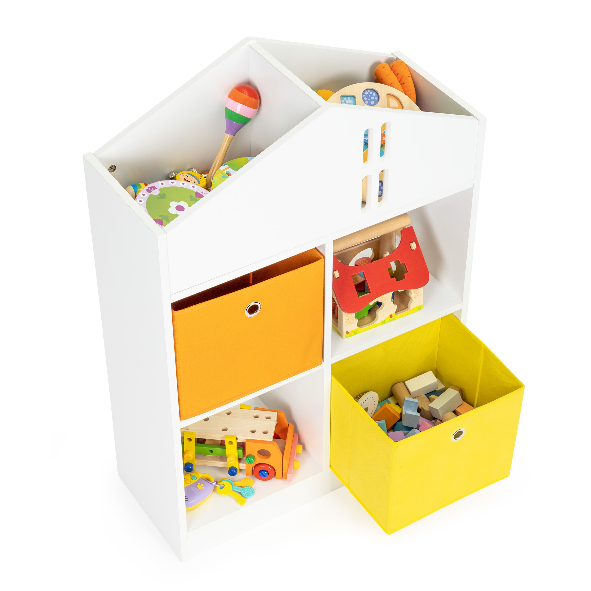 Speelgoedkast - 65,2x27x90,5cm - 2 uitrekbare manden - wit