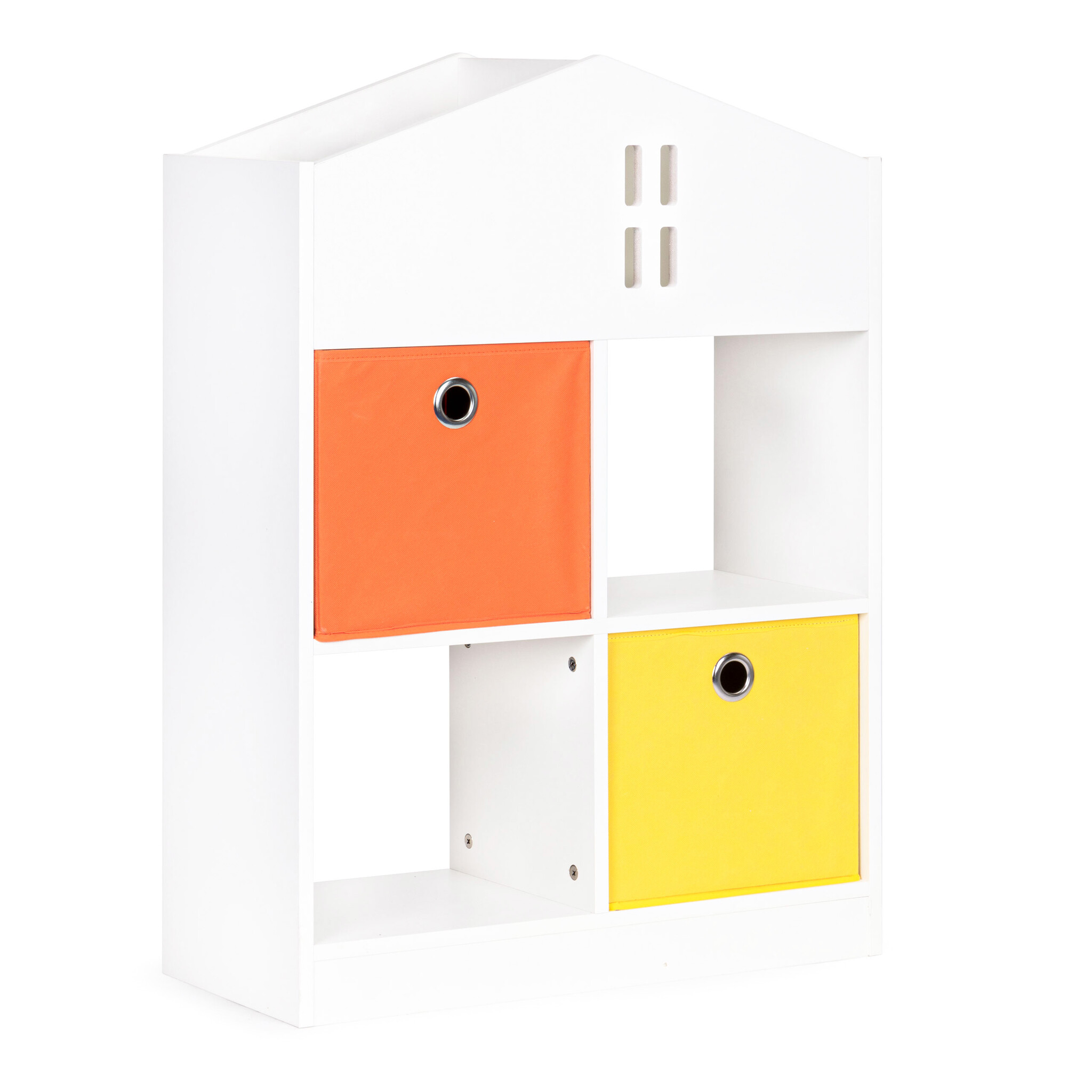 Speelgoedkast - 65,2x27x90,5cm - 2 uitrekbare manden - wit
