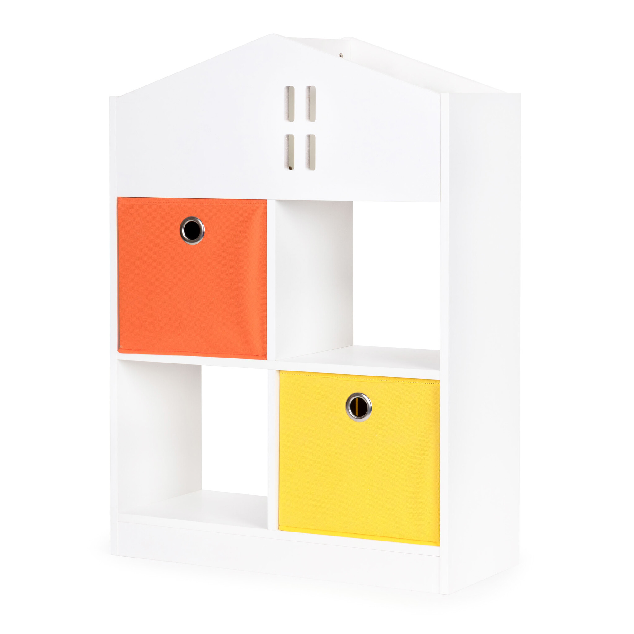 Speelgoedkast - 65,2x27x90,5cm - 2 uitrekbare manden - wit