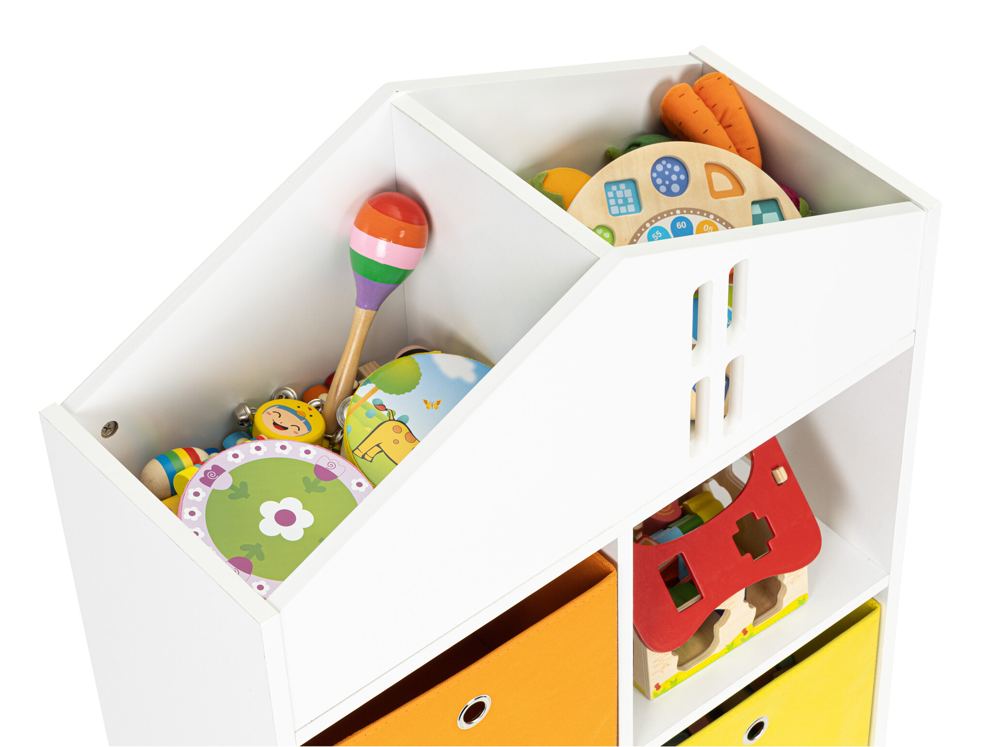 Speelgoedkast - 65,2x27x90,5cm - 2 uitrekbare manden - wit