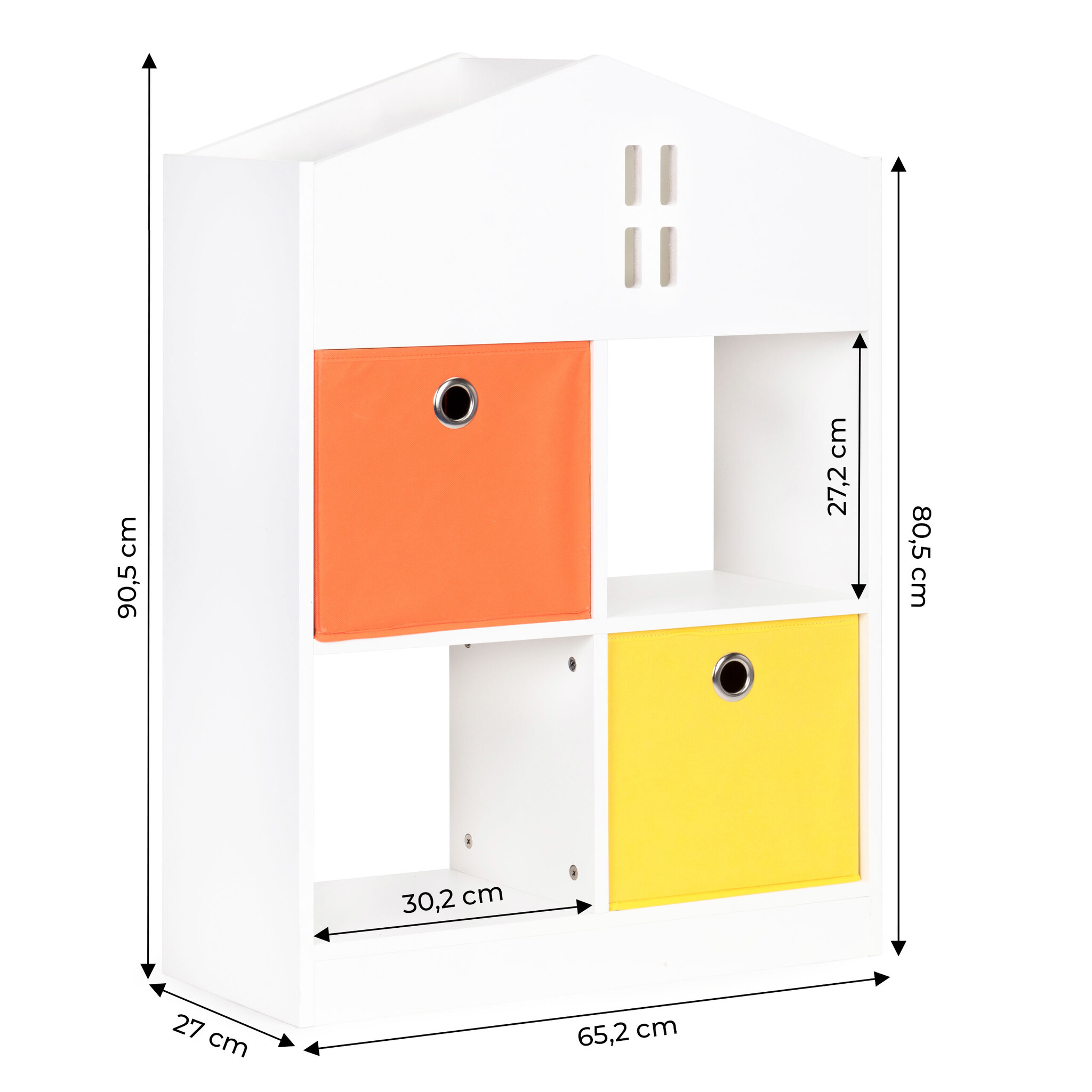Speelgoedkast - 65,2x27x90,5cm - 2 uitrekbare manden - wit