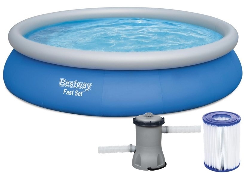 Bestway opblaaszwembad - 457x84cm - met pomp - rond - blauw