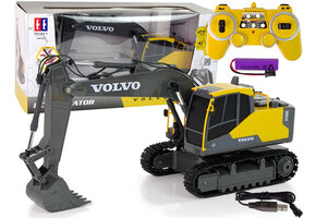 RC graafmachine - Volvo - 38x12x18cm - met USB oplader - geel
