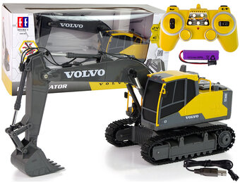 RC graafmachine - Volvo - 38x12x18cm - met USB oplader - geel