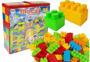 Bouwstenen - blokken - 2 formaten - 44 stuks - geel groen blauw