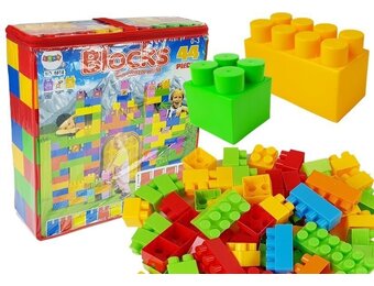 Bouwstenen - blokken - 2 formaten - 44 stuks - geel groen blauw