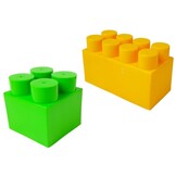 Bouwstenen - blokken - 2 formaten - 44 stuks - geel groen blauw