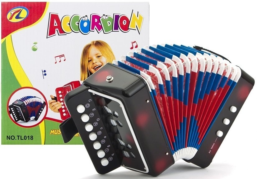 Speelgoed accordeon - muziekinstrument - 17x17x10cm - 4 kleuren
