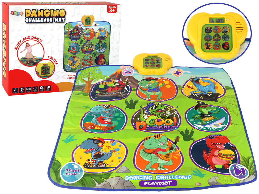 Dansmat - 90x86 cm - 5 niveaus - met verlichting - dino thema