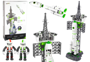 Speelgoed raket - met verkeerstoren - rookeffecten - wit