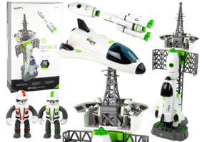 Speelgoed raket - ruimtestation - met rookeffect - wit groen