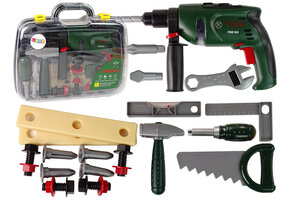 Speelgoed gereedschapkoffer - 22x15x6 cm - met accuboormachine