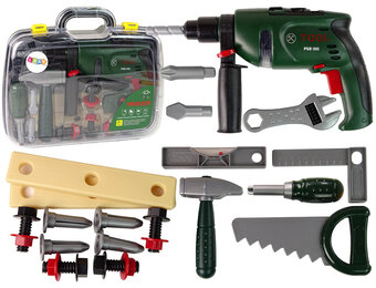 Speelgoed gereedschapkoffer - 22x15x6 cm - met accuboormachine