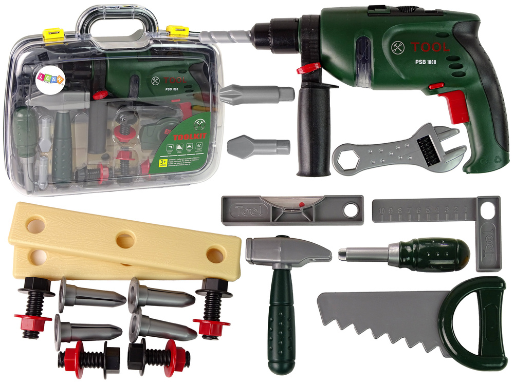 Speelgoed gereedschapkoffer - 22x15x6 cm - met accuboormachine