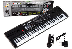 Keyboard piano - 65x20x6cm - met microfoon - 61 toetsen - zwart