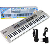 Keyboard piano - 76x21x4cm - microfoon & LED verlicht - grijs