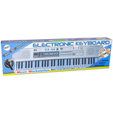 Keyboard piano - 76x21x4cm - microfoon & LED verlicht - grijs