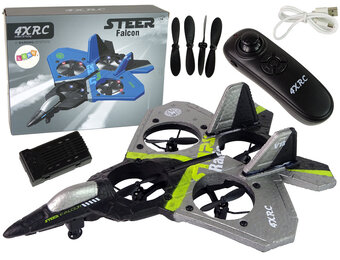 RC vliegtuig - 24x6x18cm - mini-drone - LED - zwart grijs