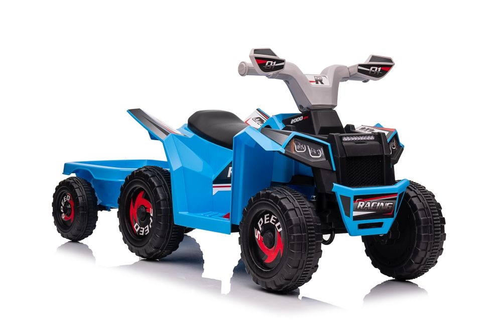 Kinderquad - met aanhanger - 106x41x48 cm - 3-5km/u - blauw