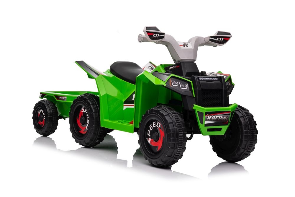 Kinderquad - met aanhanger - 106x41x48 cm - 3-5km/u - groen